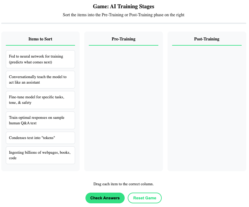 AI Training Stages Game Preview