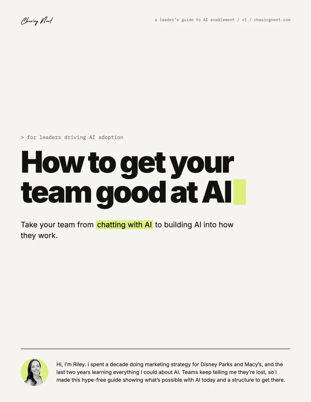 Cover of the guide: How to get your team good at AI