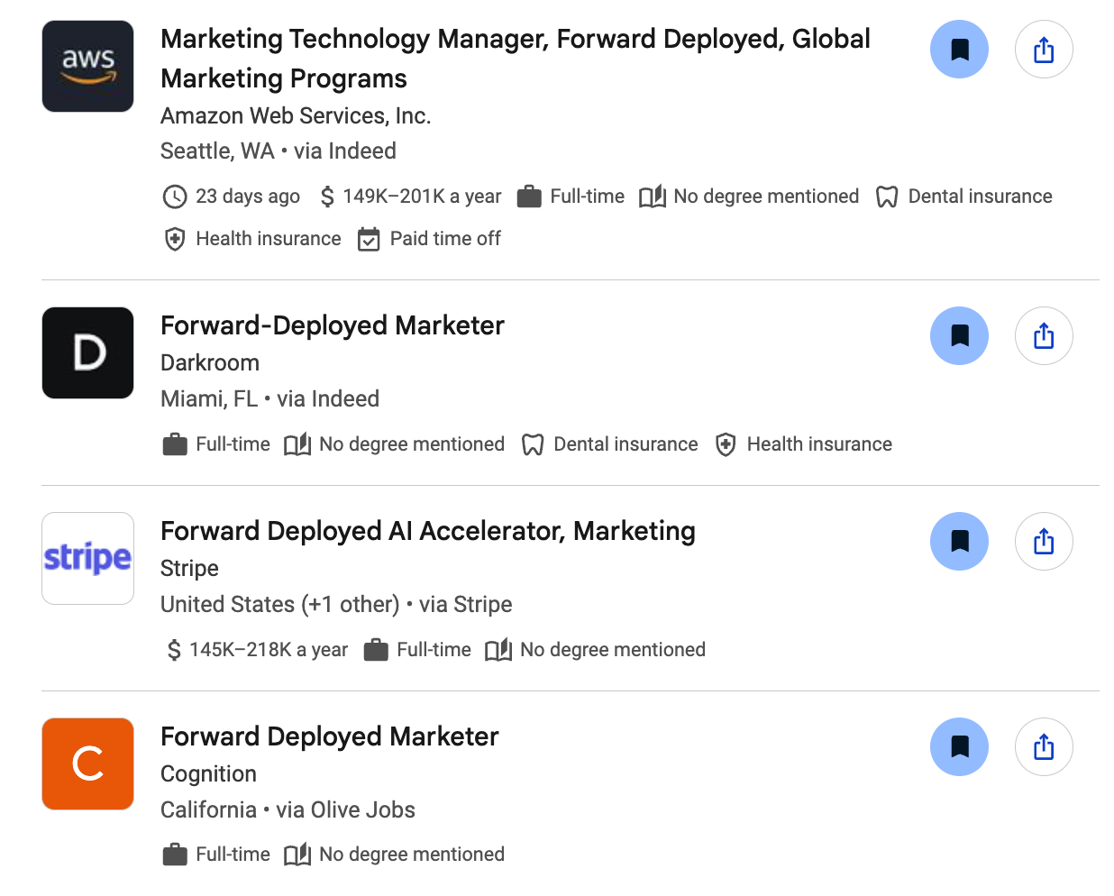 Forward Deployed Marketer Job Listings