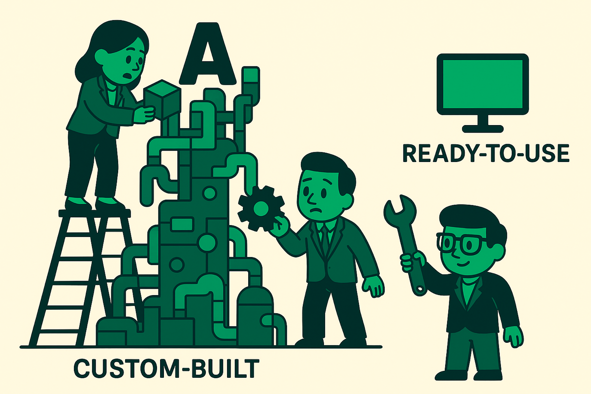 Over-building custom solutions illustration